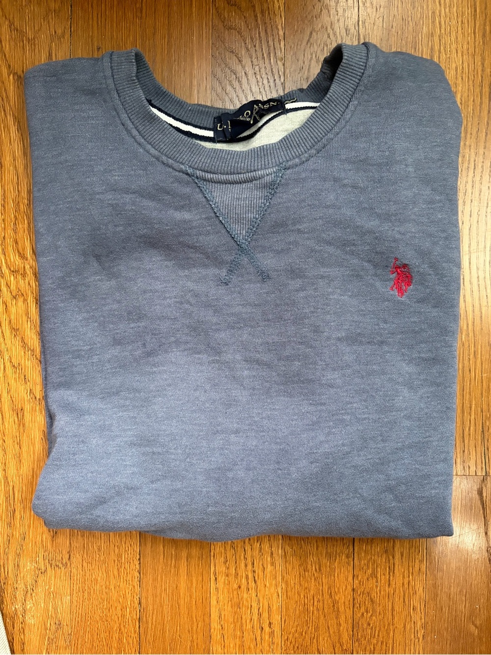 U.S. Polo Assn. Crewneck Sweatshirt in Slate Blue with Red Logo